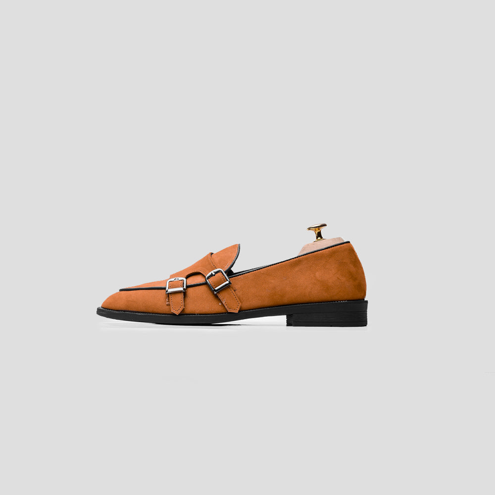 Customized Loafers Belgian Double Monk Strap L.I.F.E Tan