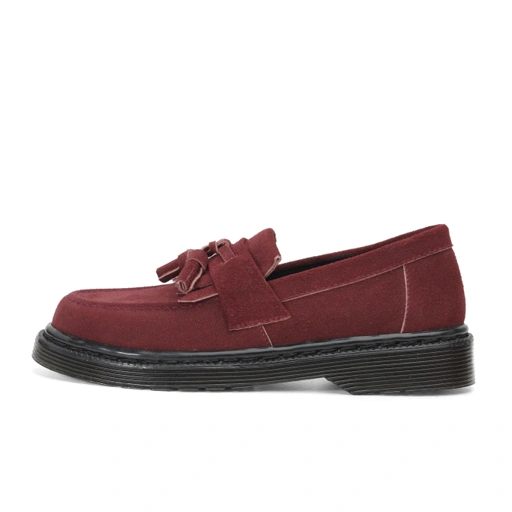Image of Original Loafers Tasseled Suede Maroon