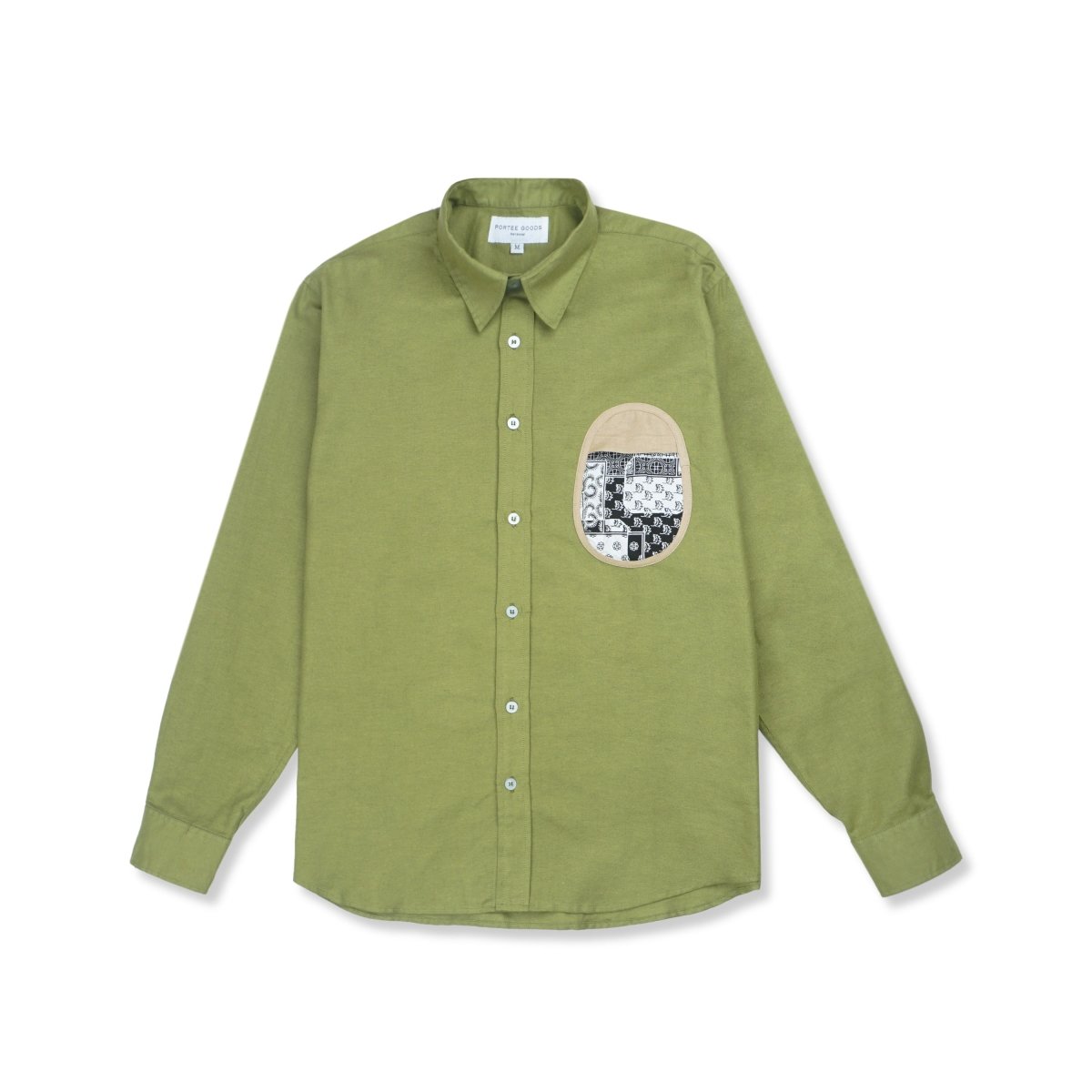 Linen Chest Patch Shirt Olive