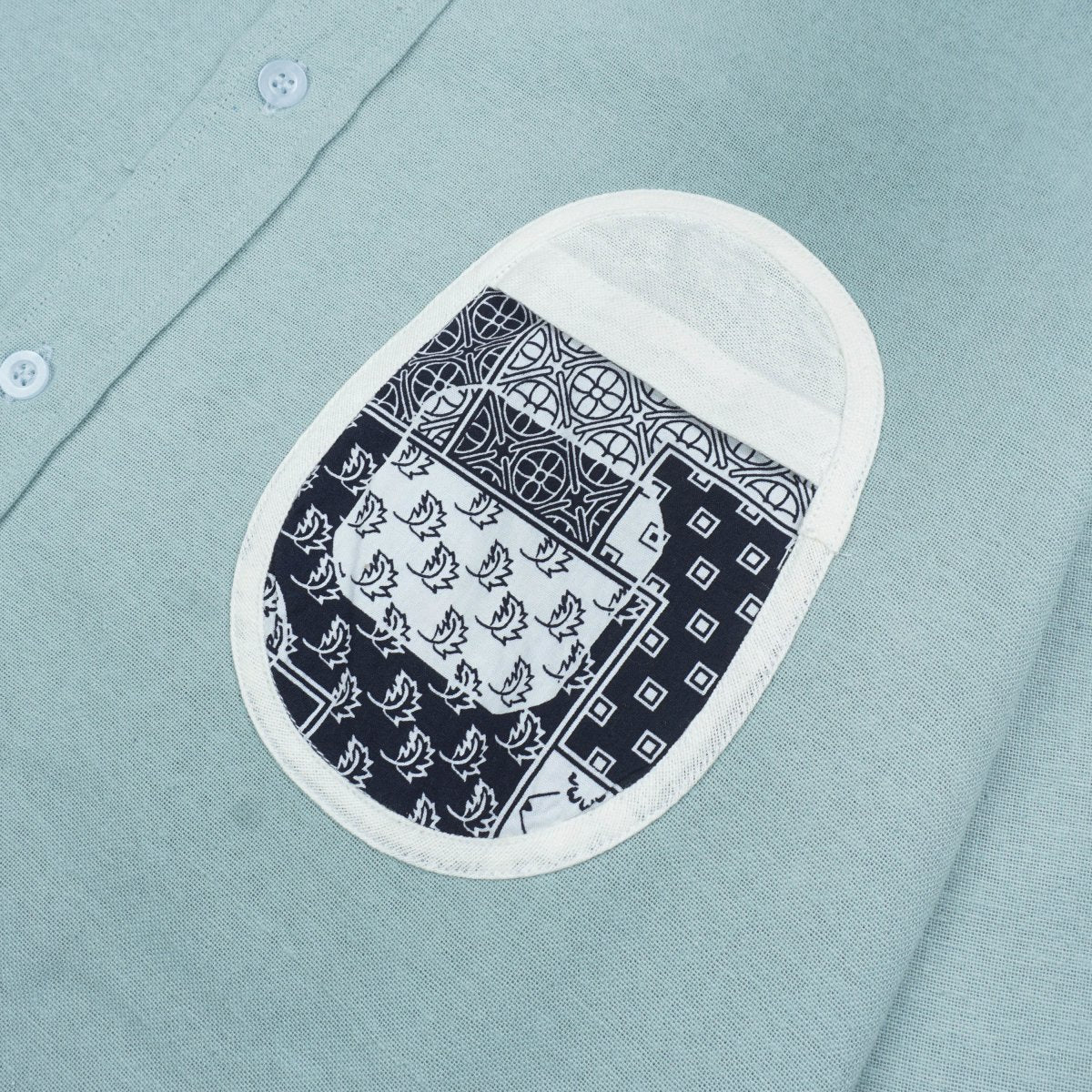 Linen Chest Patch Shirt Sky blue