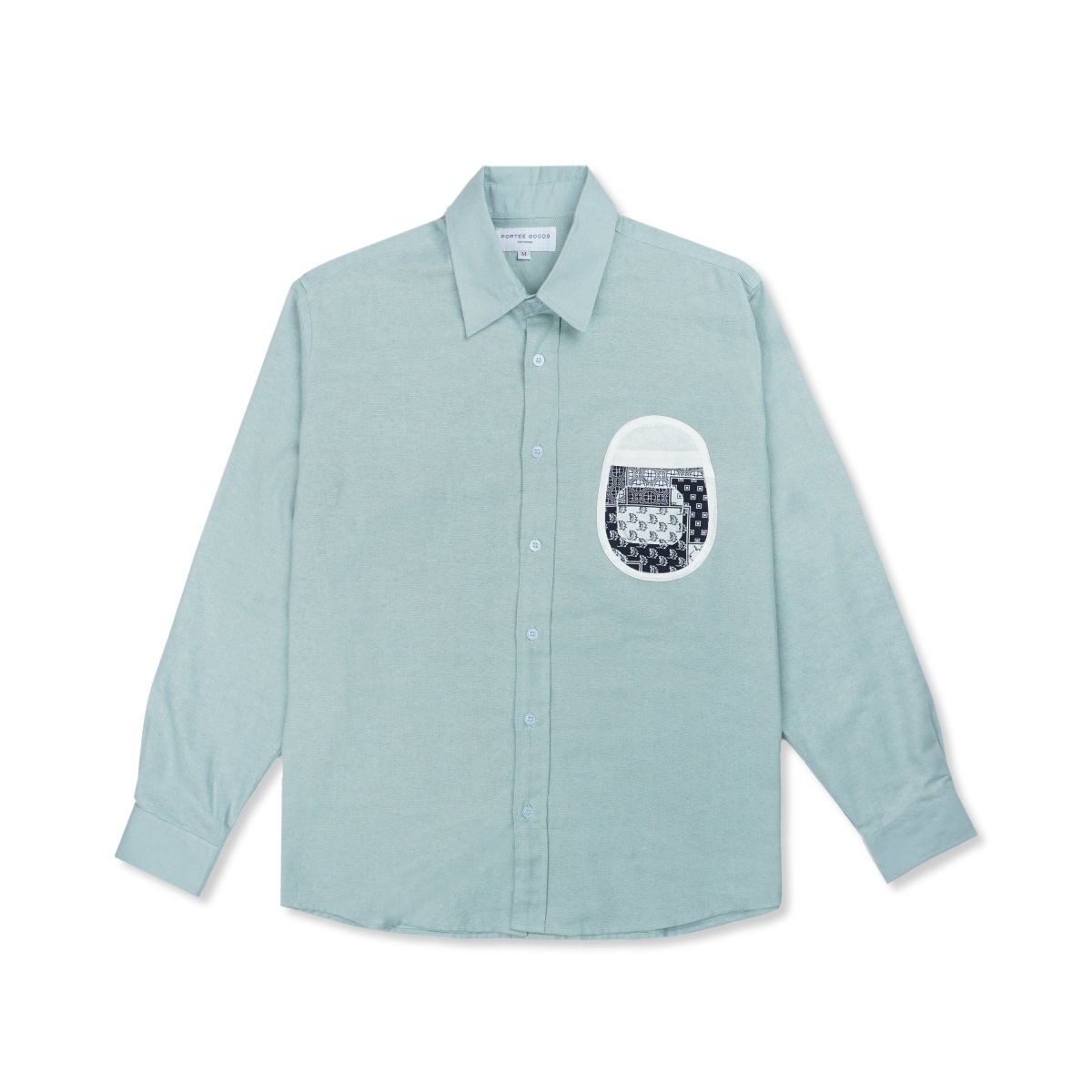 Linen Chest Patch Shirt Sky blue