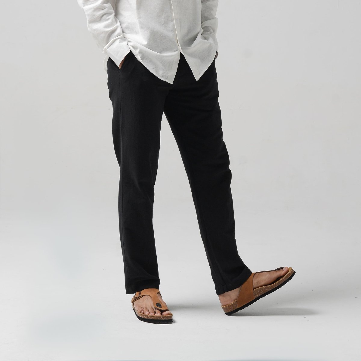 Linen Relax Pants Black