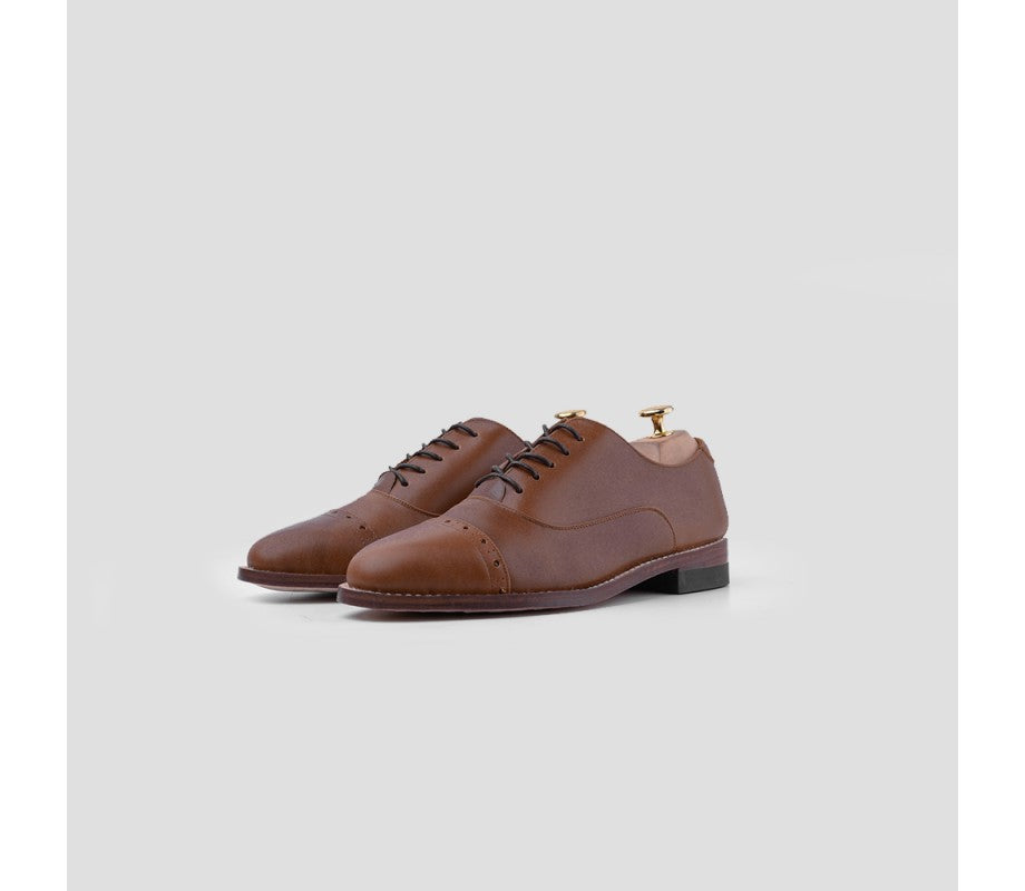 Customized Oxford Captoe Brogues Calf Tan