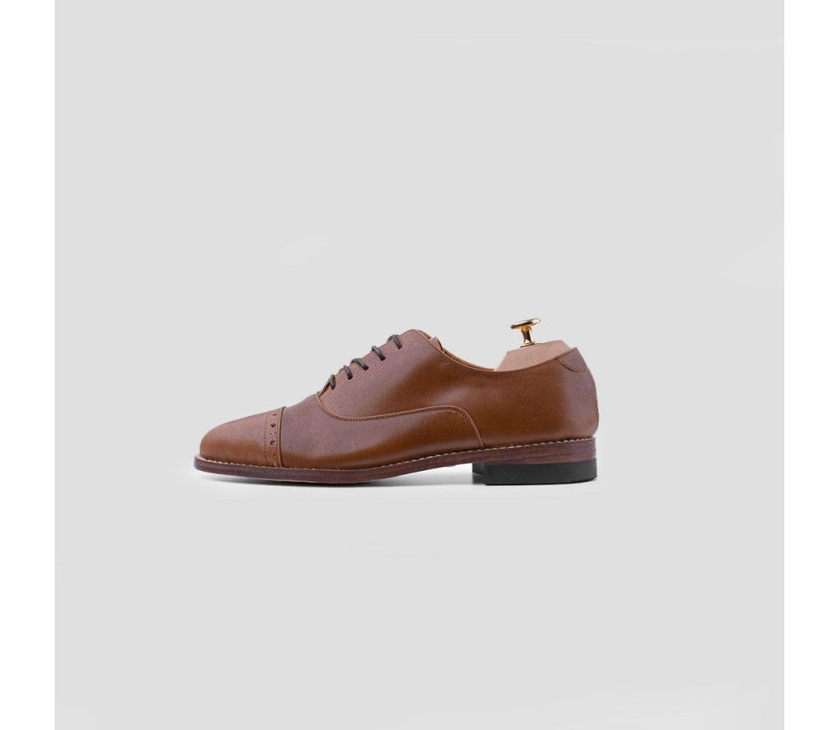 Customized Oxford Captoe Brogues Calf Tan