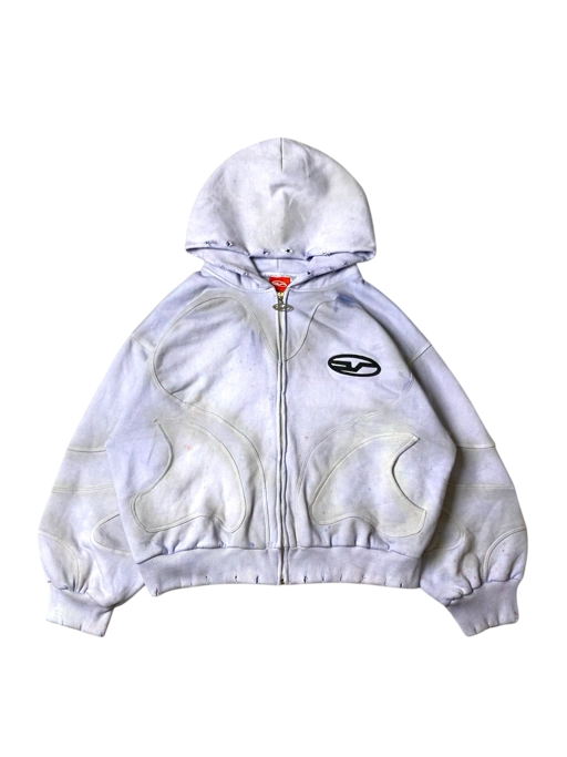 Image of MOLLY LACY LILAC WASHED ZIPUP HOODIE