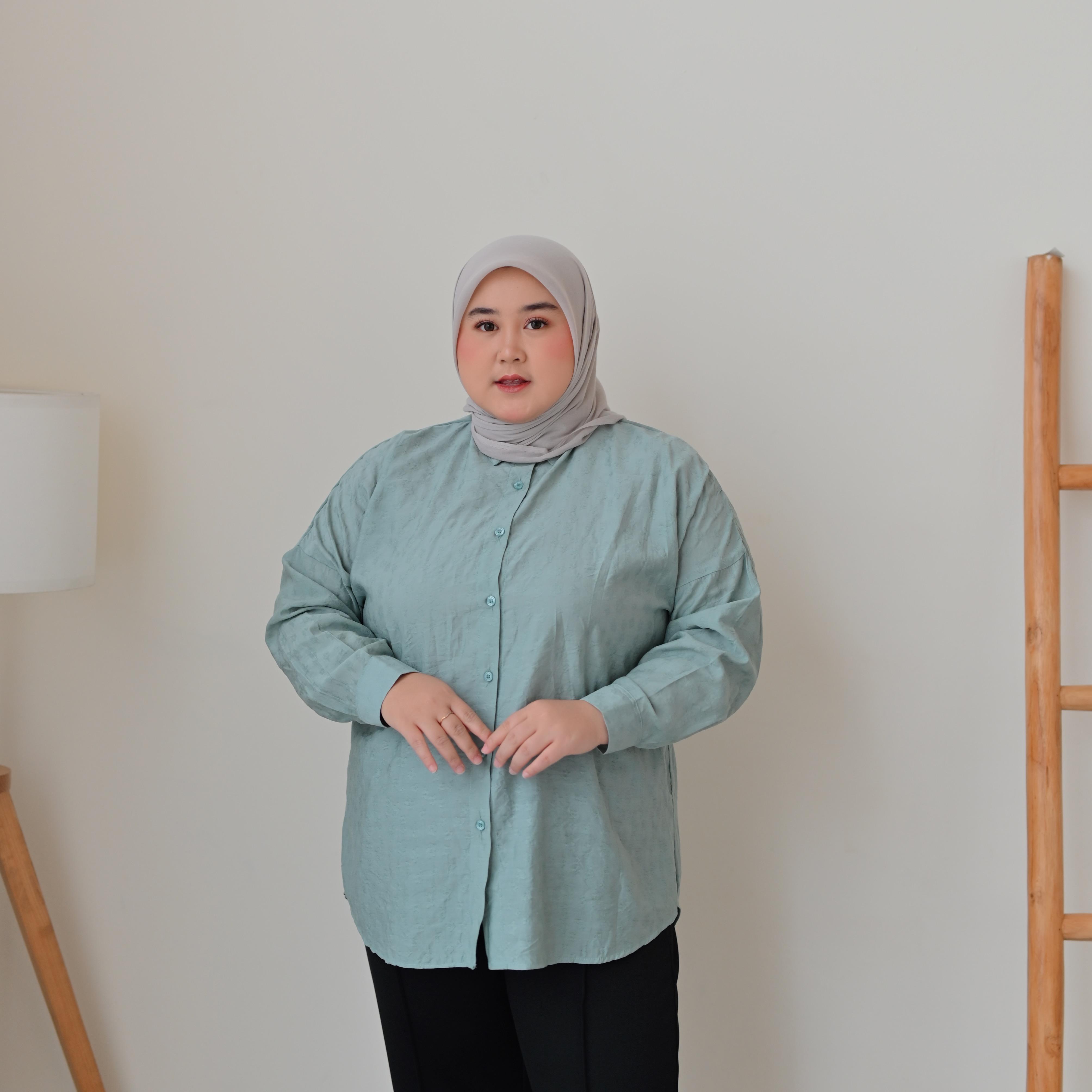 Marchemode Alata Shirt Polos Baju Basic Kemeja Wanita Lengan Panjang Reguler Oversize Muslim Formal