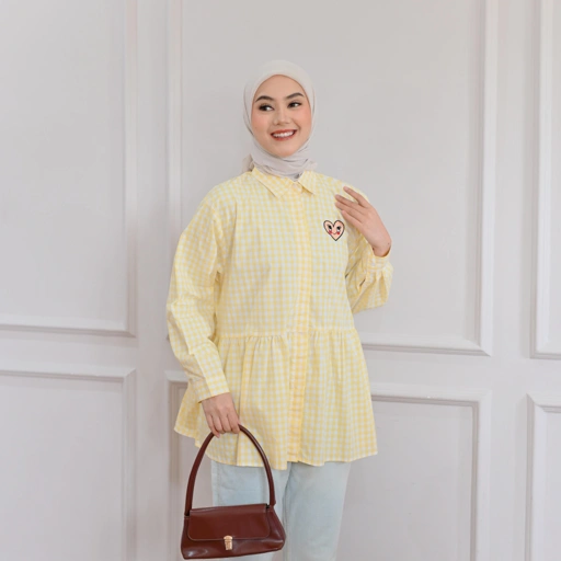 Image of Marchemode Bya Motif Blouse Katun Baju Wanita Lengan Panjang