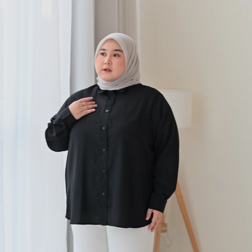 Image of Marchemode Emma Signature Shirt Polos Kemeja Kerja Santai Baju Lengan Panjang Reguler Bigsize Upsize