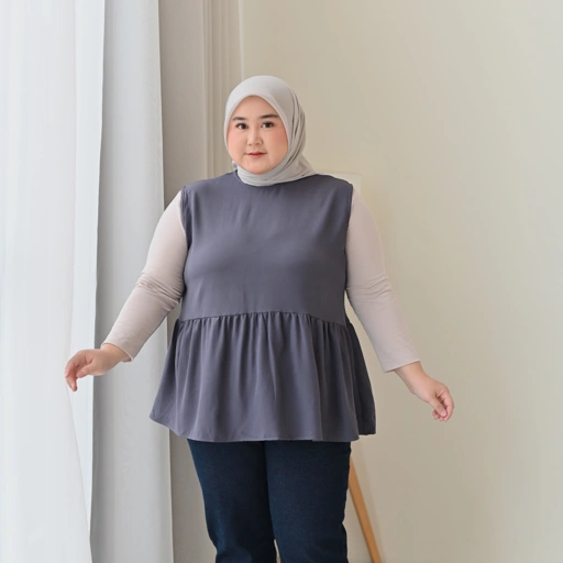 Image of Marchemode Inner Peplum Tanpa Lengan Shakilla Reguler Upsize Bigsize New Arrival