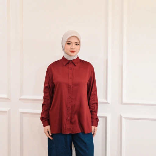 Image of Marchemode Emma Rayon Twill Shirt Basic Baju Lengan Panjang Casual Wanita New Arrival