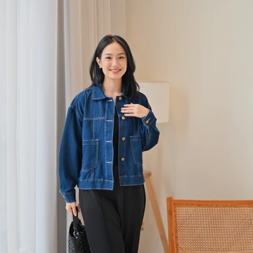 Image of Marchemode Chiara Jacket Denim Jeans Wanita Jaket Oversize