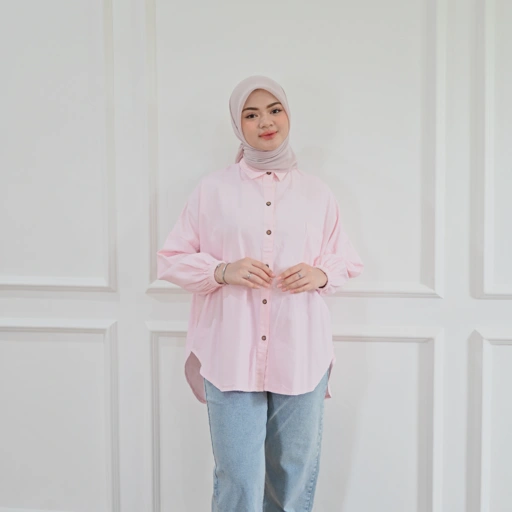 Image of Marchemode Adela Shirt Soft Denim Baju Wanita Oversize