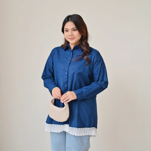 Image of Marchemode Celia Shirt Baju Polos Lengan Formal Wanita Reguler Bigsize