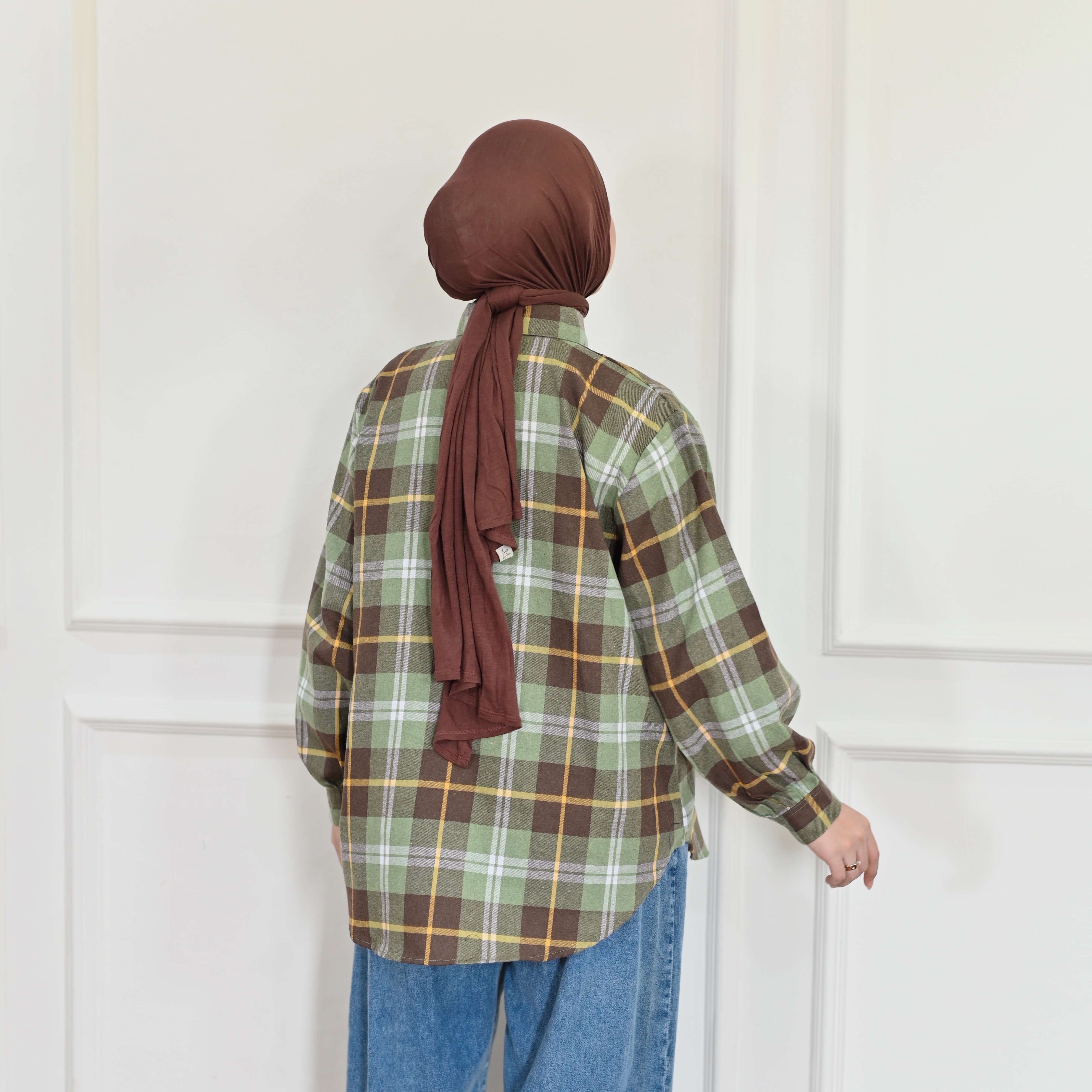 Marchemode Thesa Flanel Shirt Baju Wanita Lengan Panjang Reguler Bigsize Upsize