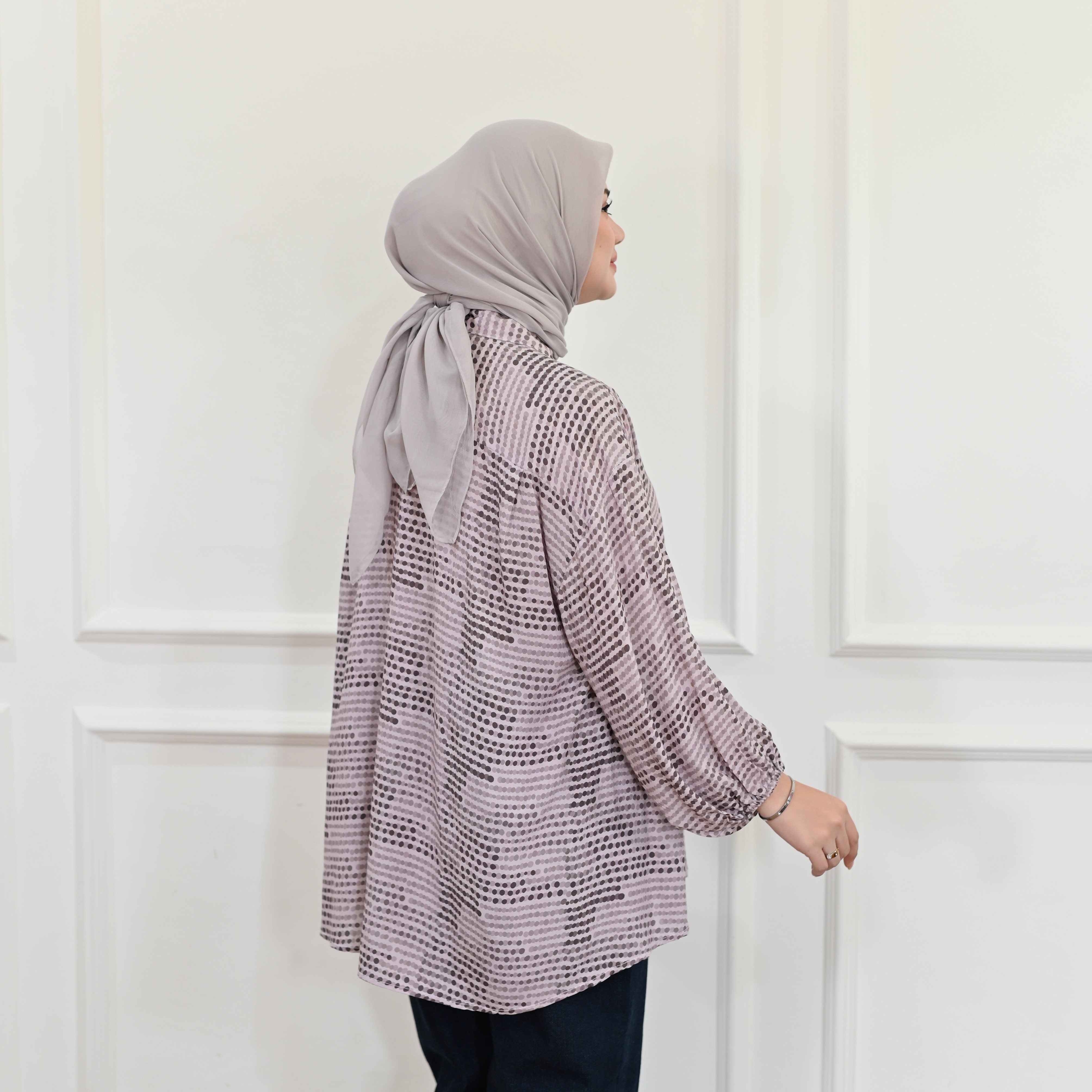 Marchemode Karina Shirt Baju Lengan Panjang Wanita Motif Reguler Upsize Bigsize