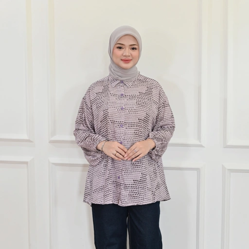 Marchemode Karina Shirt Baju Lengan Panjang Wanita Motif Reguler Upsize Bigsize