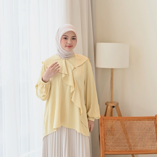 Marchemode Madea Blouse Baju Lengan Panjang Wanita Atasan Polos Reguler Upsize