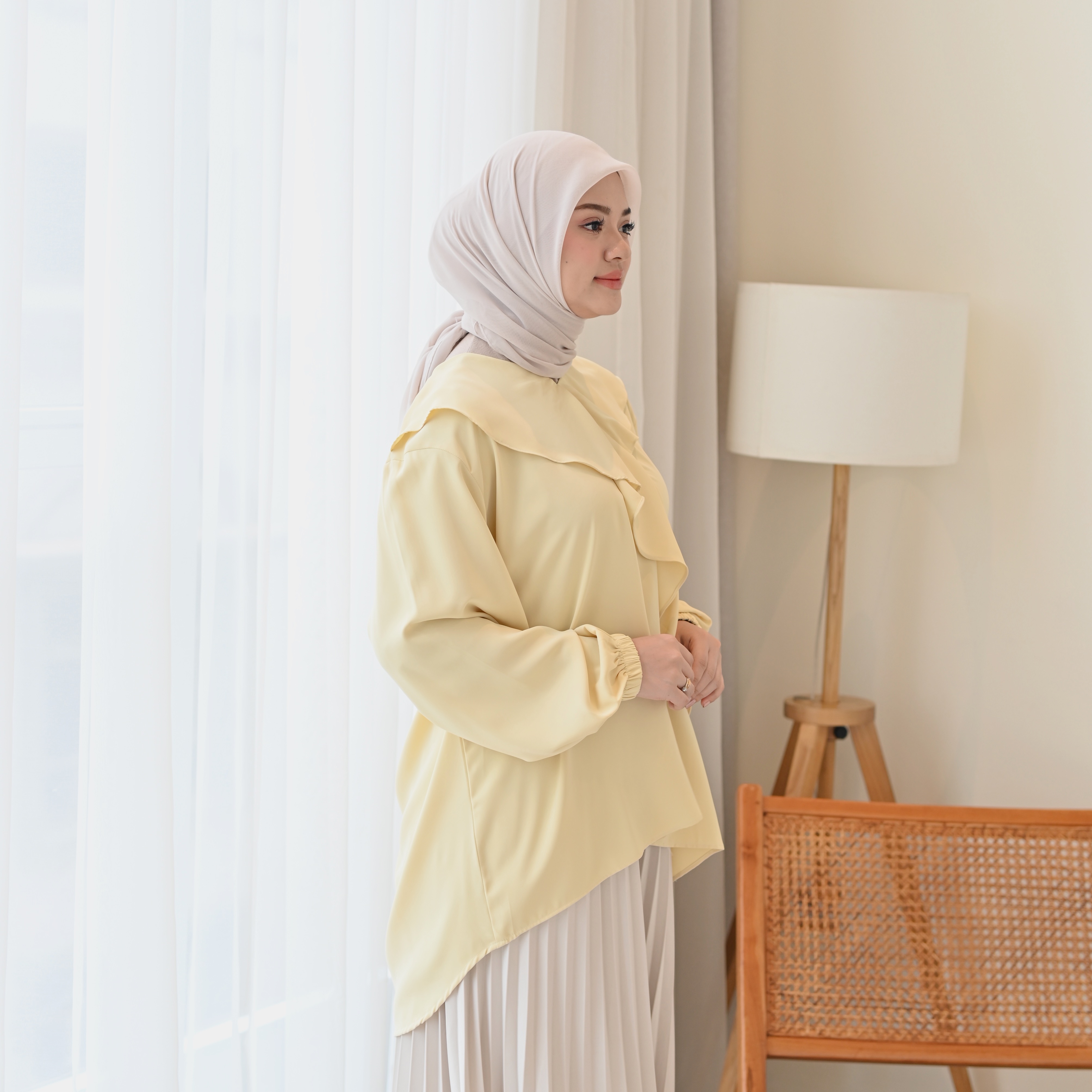 Marchemode Madea Blouse Baju Lengan Panjang Wanita Atasan Polos Reguler Upsize