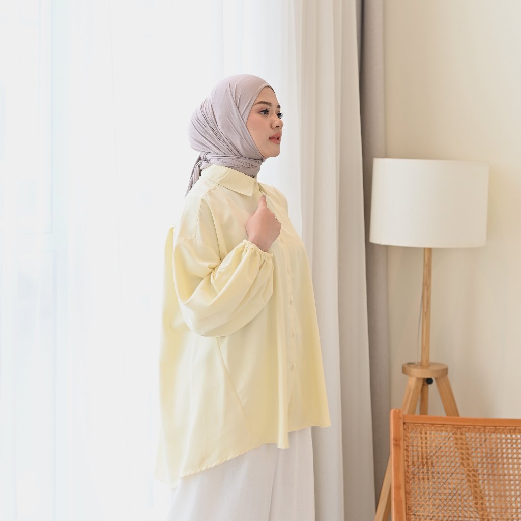 Marchemode Wilka Shirt Kemeja Polos Lengan Panjang Bigsize Oversize Wanita Casual
