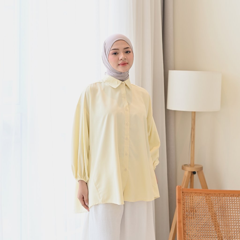 Marchemode Wilka Shirt Kemeja Polos Lengan Panjang Bigsize Oversize Wanita Casual