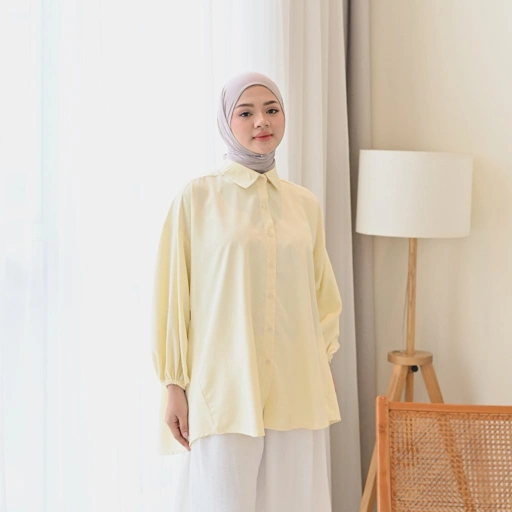 Marchemode Wilka Shirt Kemeja Polos Lengan Panjang Bigsize Oversize Wanita Casual