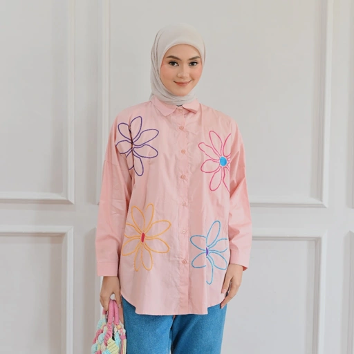 Image of Marchemode Alata Shirt Embroidery Katun poplin Baju Kemeja Lengan Panjang Reguler Bigsize