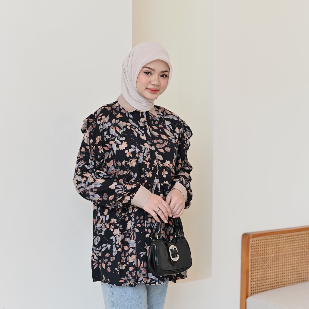 Marchemode Maisie Blouse Baju Lengan Panjang Elegan Mewah Outfit Wanita Ootd Cewek Berhijab Trend Terbaru