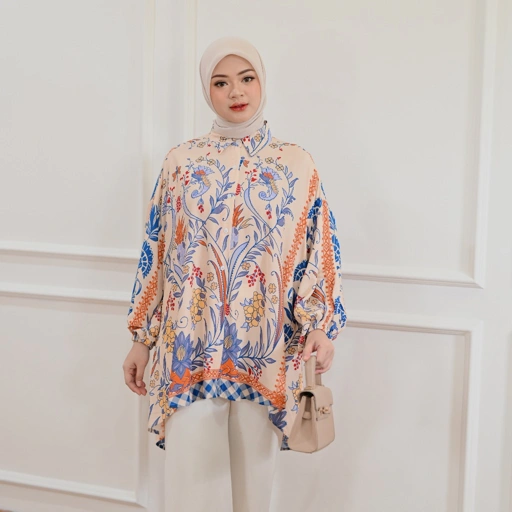 Image of Marchemode Wilka Shirt Motif Rayon Baju Lengan Panjang Wanita Reguler Size Allsize Mewah Basic Formal