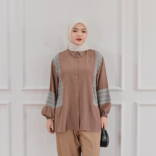 Image of Marchemode Chisa Shirt Baju Lengan Panjang Bigsize Oversize Wanita Casual