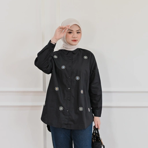 Image of Marchemode Alata Shirt Embroidery Katun poplin Baju Kemeja Lengan Panjang Reguler Bigsize