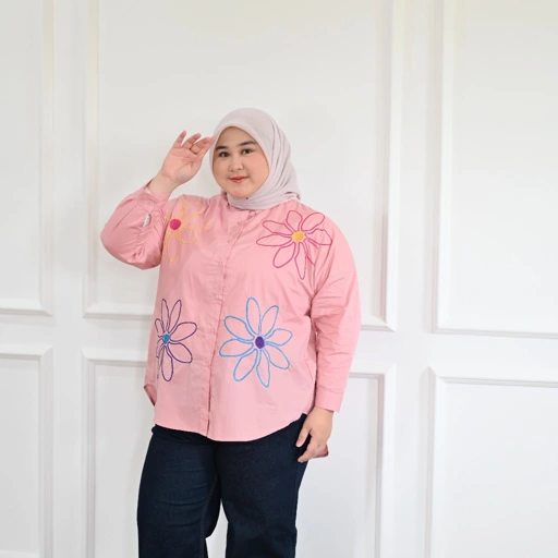 Image of Marchemode Alata Shirt Embroidery Katun poplin Baju Kemeja Lengan Panjang Reguler Bigsize