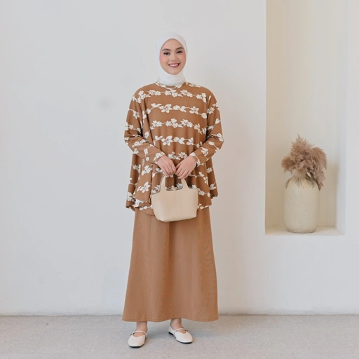 Image of Marchemode Velo Set One Set Baju Atasan Dan Rok Panjang Wanita Katun Bigsize Allsize Nyaman Stretch