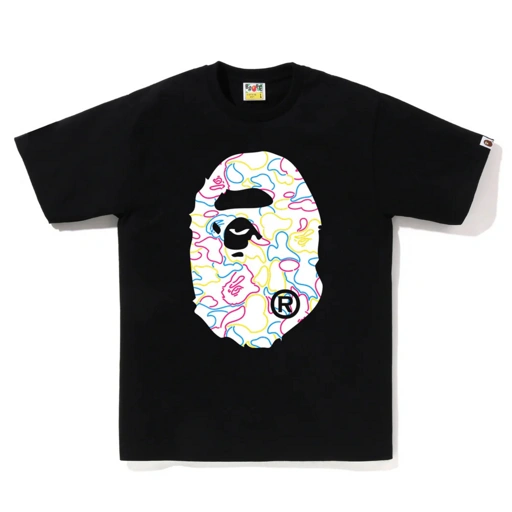 Image of BAPE - NEON CAMO BIG APE HEAD TEE | BLACK