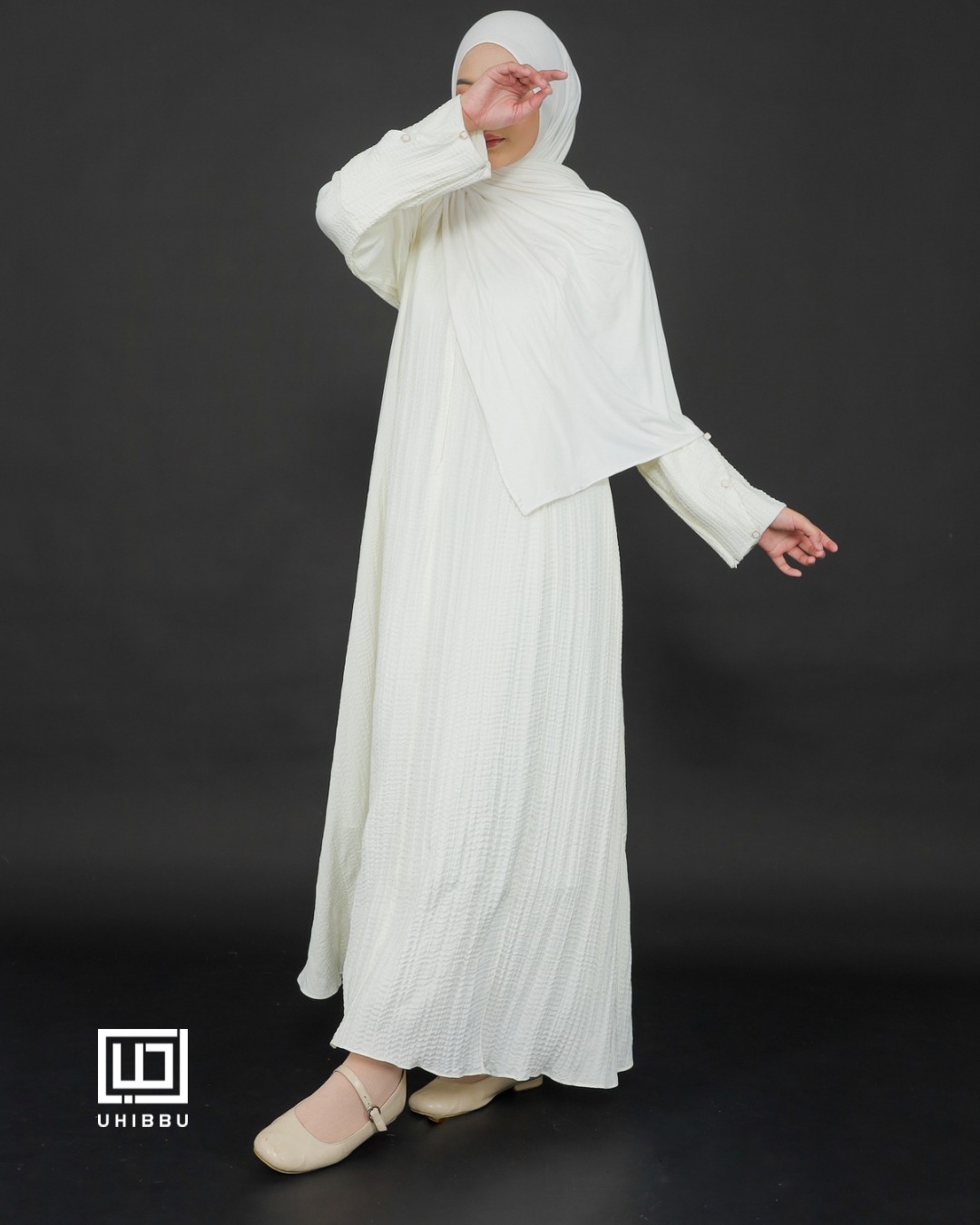 UHIBBU Gamis LAYALI | Abstract Pleats | Silk Polyester