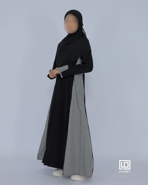 UHIBBU Gamis Monograf | Seri Rayon Twill x Katun Jepang Houndstooth