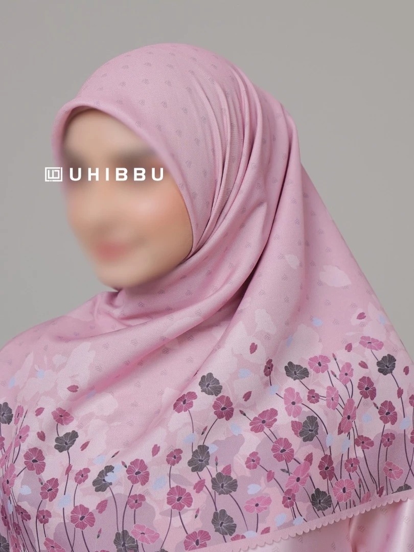 Set Gamis Silk Floral & Hijab voal