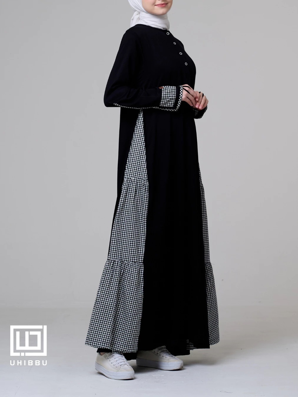 Gamis Monokrom Houndstooth