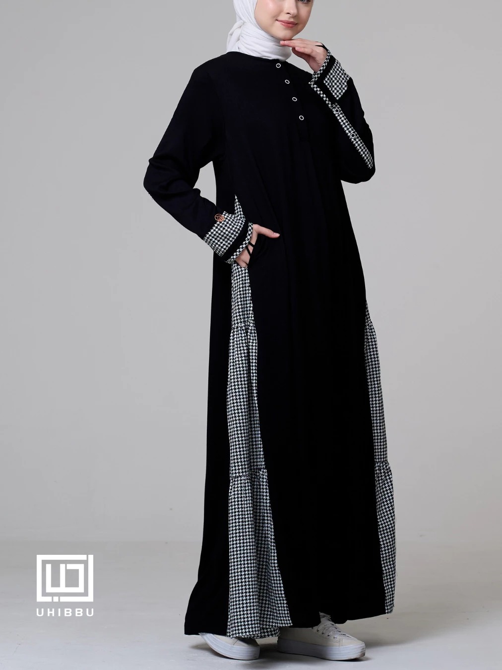 Gamis Monokrom Houndstooth