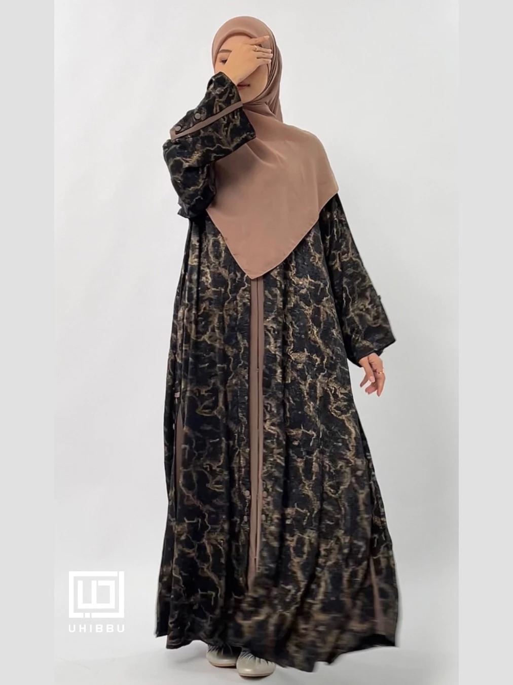 Uhibbu Abaya Sarah - Textured Crashed Polyester