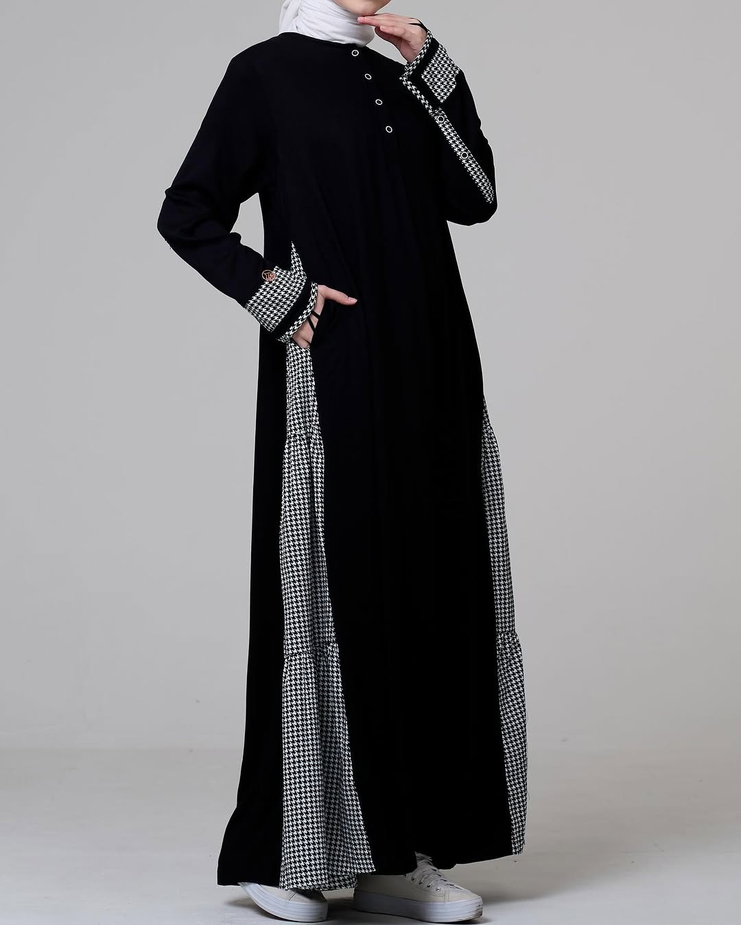 Gamis Monokrom Houndstooth