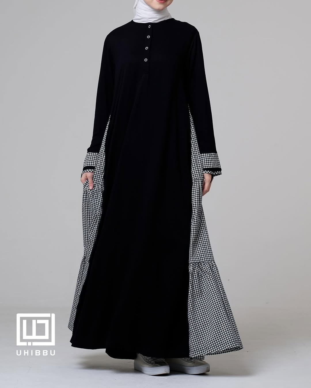 Gamis Monokrom Houndstooth