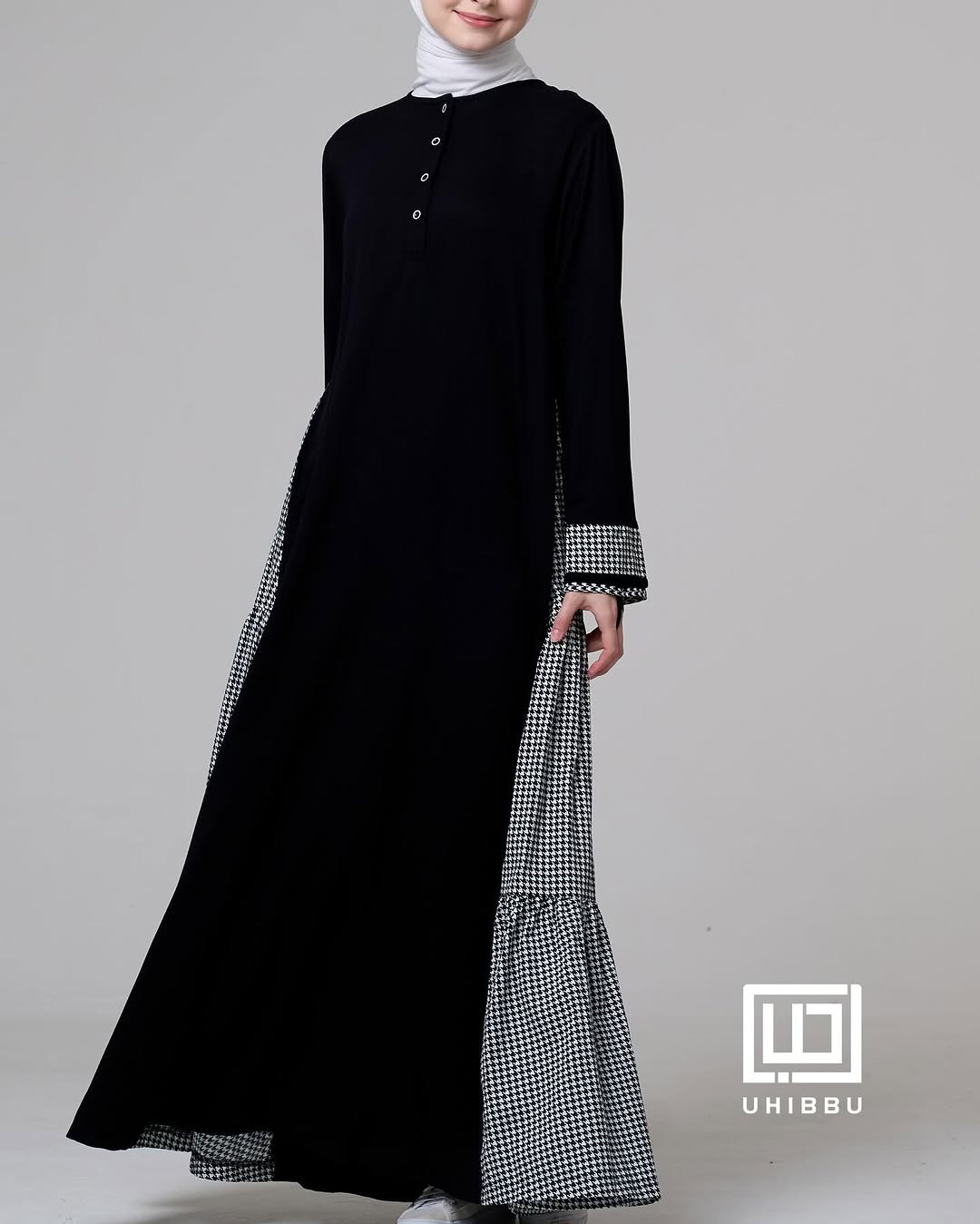Gamis Monokrom Houndstooth