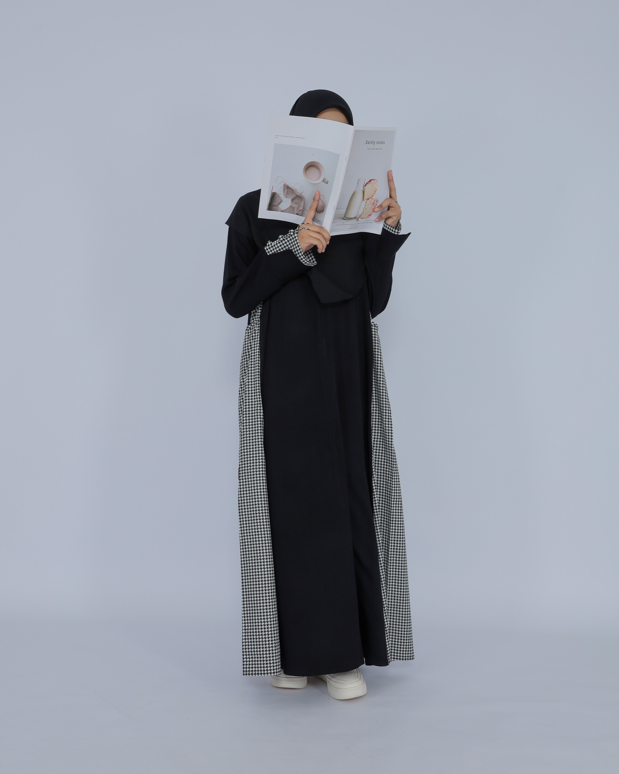 UHIBBU Gamis Monograf | Seri Rayon Twill x Katun Jepang Houndstooth