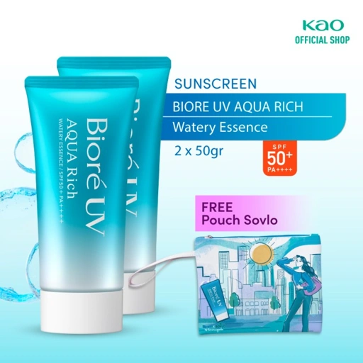 Image of Biore UV Aqua Rich Sunscreen Watery Essence SPF50 50gr Twinpack + Gift