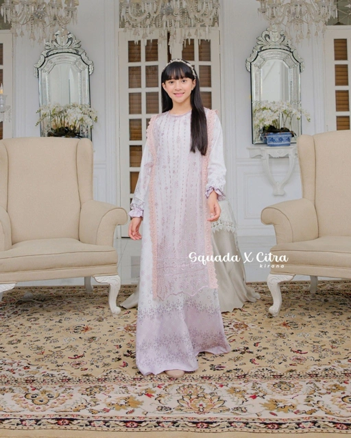 Image of SQUADA KIDS | SAPPHIRE SERIES DRESS KIDS CRYSTAL WHITE TANPA OUTER - GAMIS ANAK PEREMPUAN