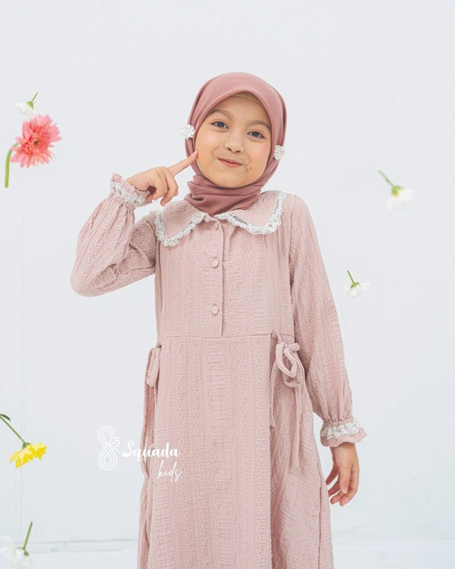 Image of SQUADA | HANARA DRESS KIDS - HOREB CRINKLE PREMIUM - CASUAL DRESS ANAK