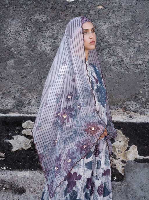 Image of Mecca Organza Shawl Almond