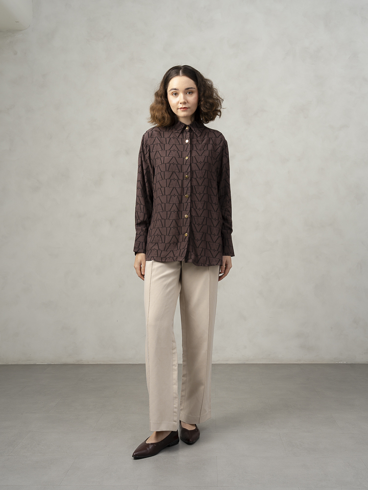 [BUNDLE] Laiqa Shirt Brown + Noura Scarves Tan