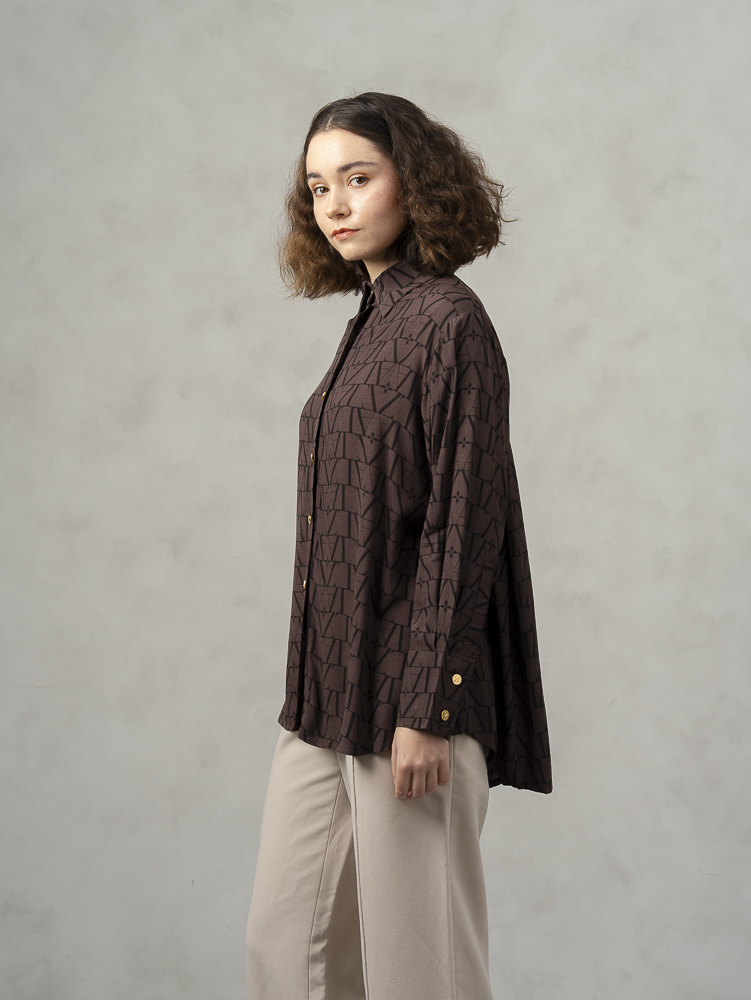 [BUNDLE] Laiqa Shirt Brown + Noura Scarves Tan