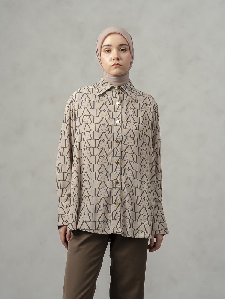 [BUNDLE] Laiqa Shirt Khaky + Noura Scarves Black